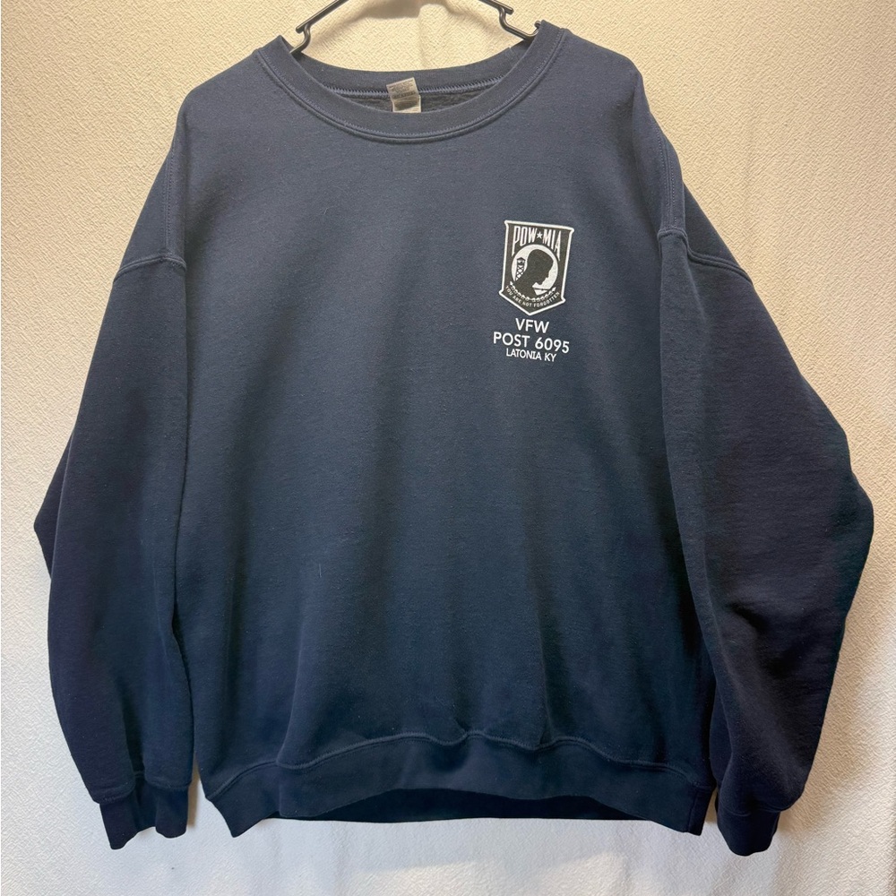 I Stand For The Flag Kneel For The  Fallen Navy Blue Crew Neck Sweatshirt USA